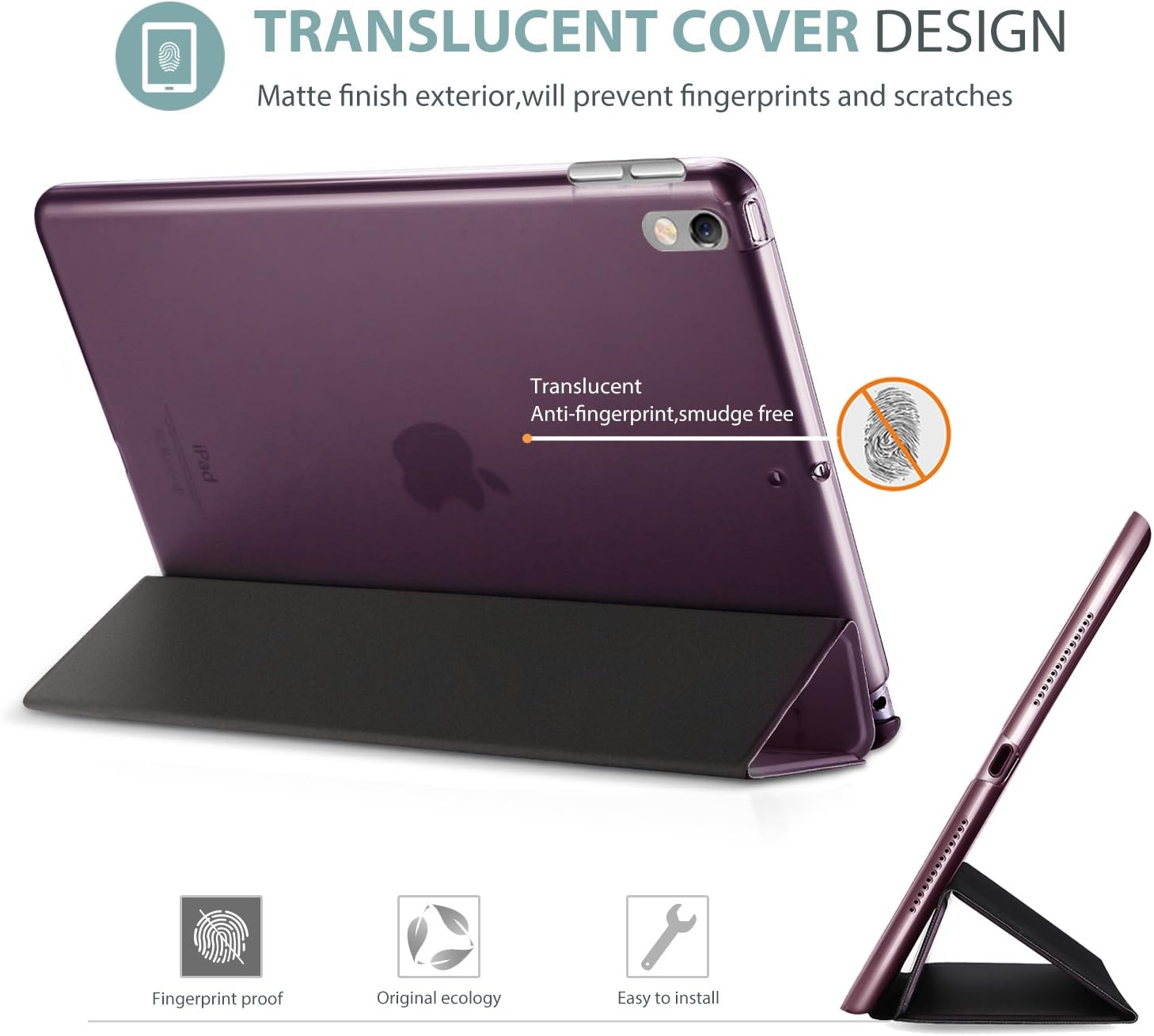 Detalle 2 de ProCase ultra-slim iPad Air 3 / iPad Pro 10.5 protective cover with translucent back (Purple)