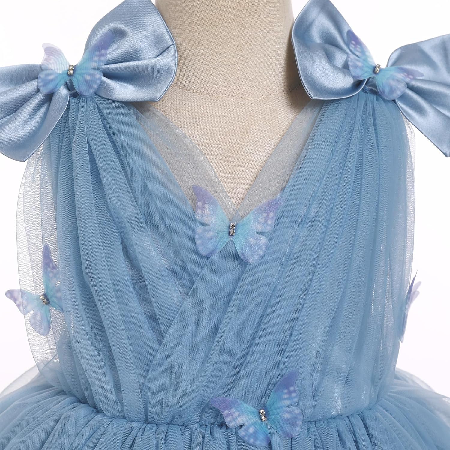 Thumbnail 1 de Robe princesse IDOPIP bébé fille en tulle 3D papillon, V ouvert sans manches