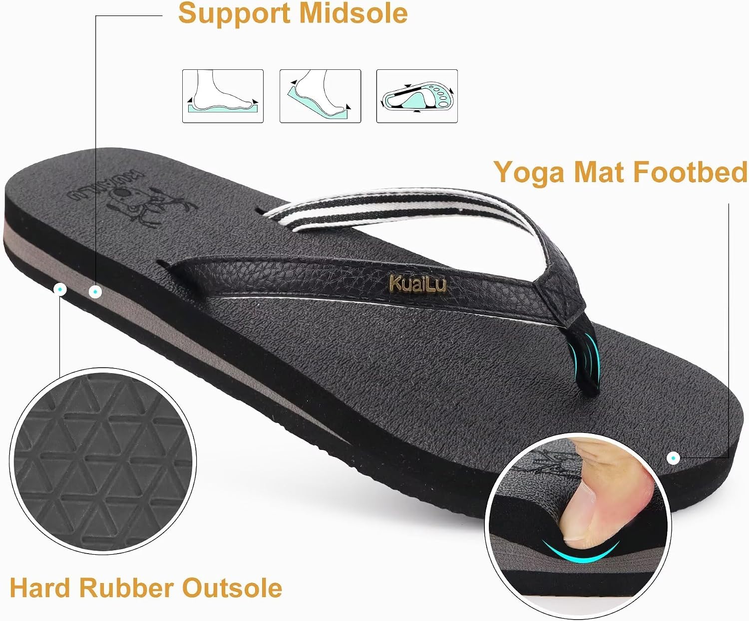 Thumbnail 5 de KuaiLu Arch Support Flip Flops 1 Pair