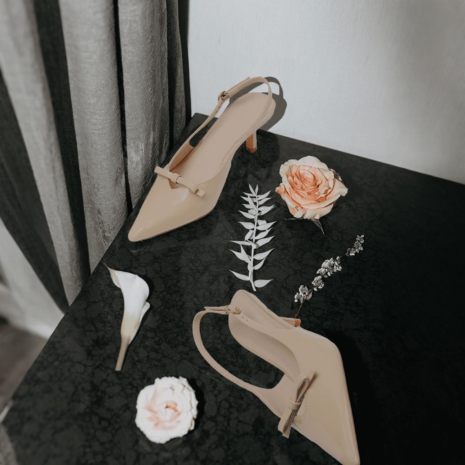 Thumbnail 6 de Mattiventon Slingback Heels for Women with Bow & Ankle Strap (Kitten Heels, Pointed Toe)