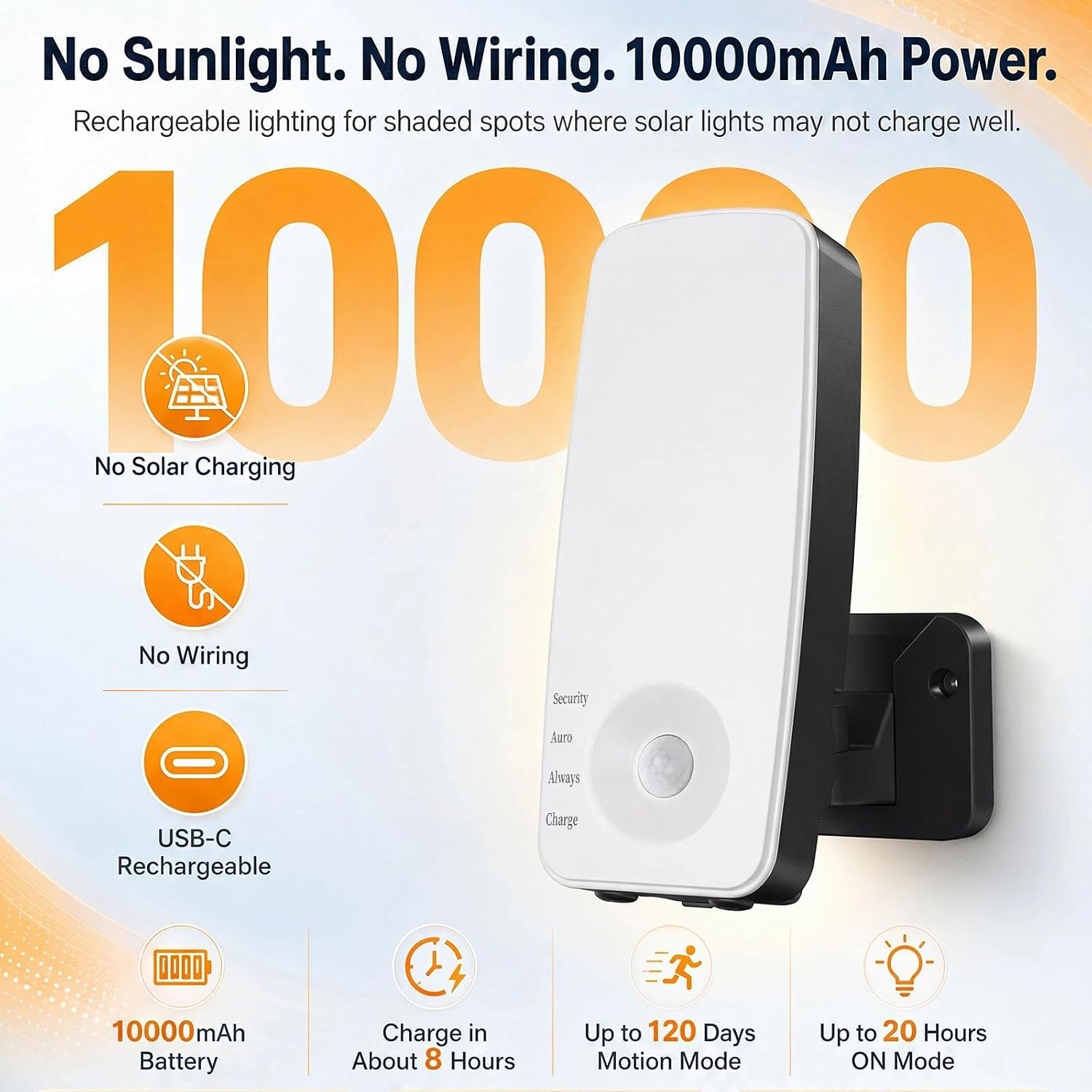 Thumbnail 1 de Vighep Rechargeable Outdoor Wall Light with Remote – 10000mAh, 600 Lumen, IP65