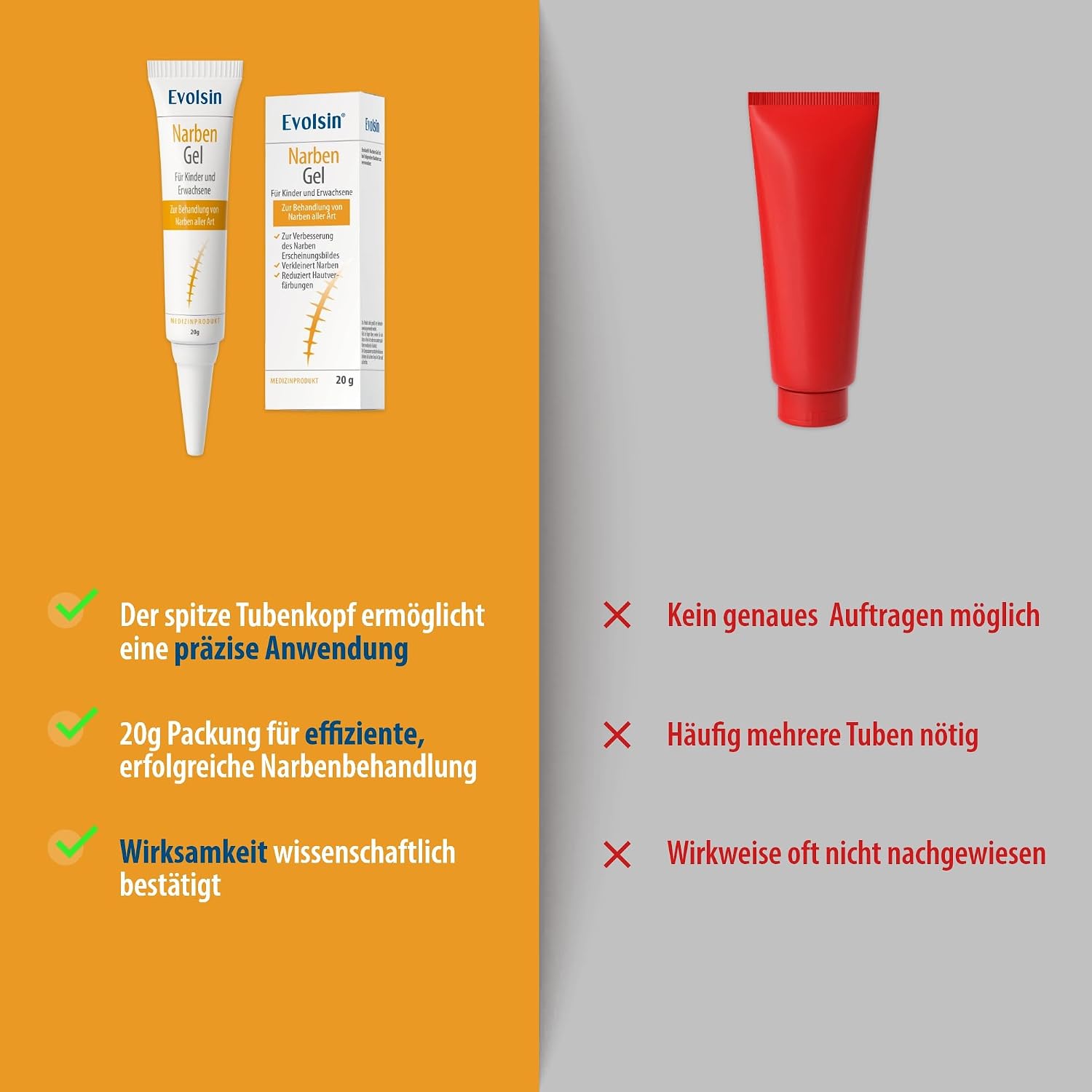 Detalle de Evolsin® Narbengel für Kinder & Erwachsene – Narbensalbe gegen Juckreiz & Gewebespannung (20 g)