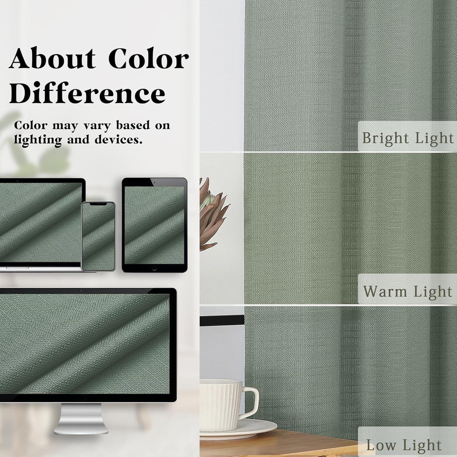 Thumbnail 4 de Gwine Sage Green Curtains 72" 2-panel set 🪟
