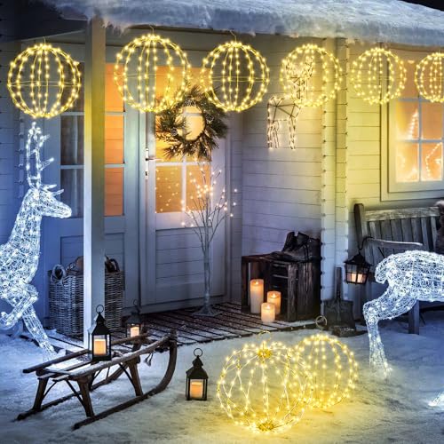 Detalle de Joomer Weihnachtsbeleuchtung Außen Batterie LED Leuchtkugel 2 PCS Warmweiß