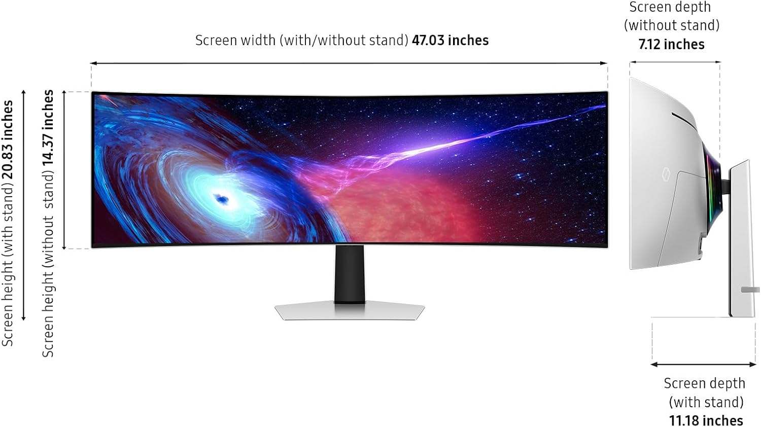 Detalle de Samsung Odyssey G93SC (LS49CG932SNXZA) 49-Inch QD-OLED Gaming Monitor, 240Hz