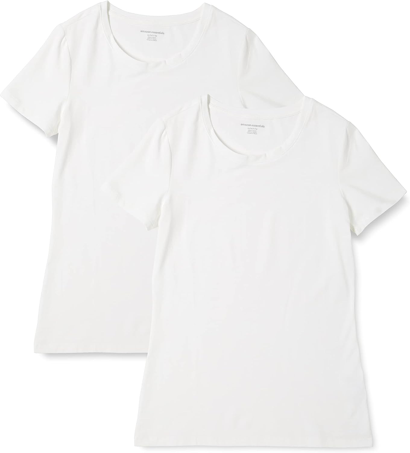 Detalle de Amazon Essentials T-shirt manches courtes femme, coupe standard (ras-de-cou et col en V) – pack multiple