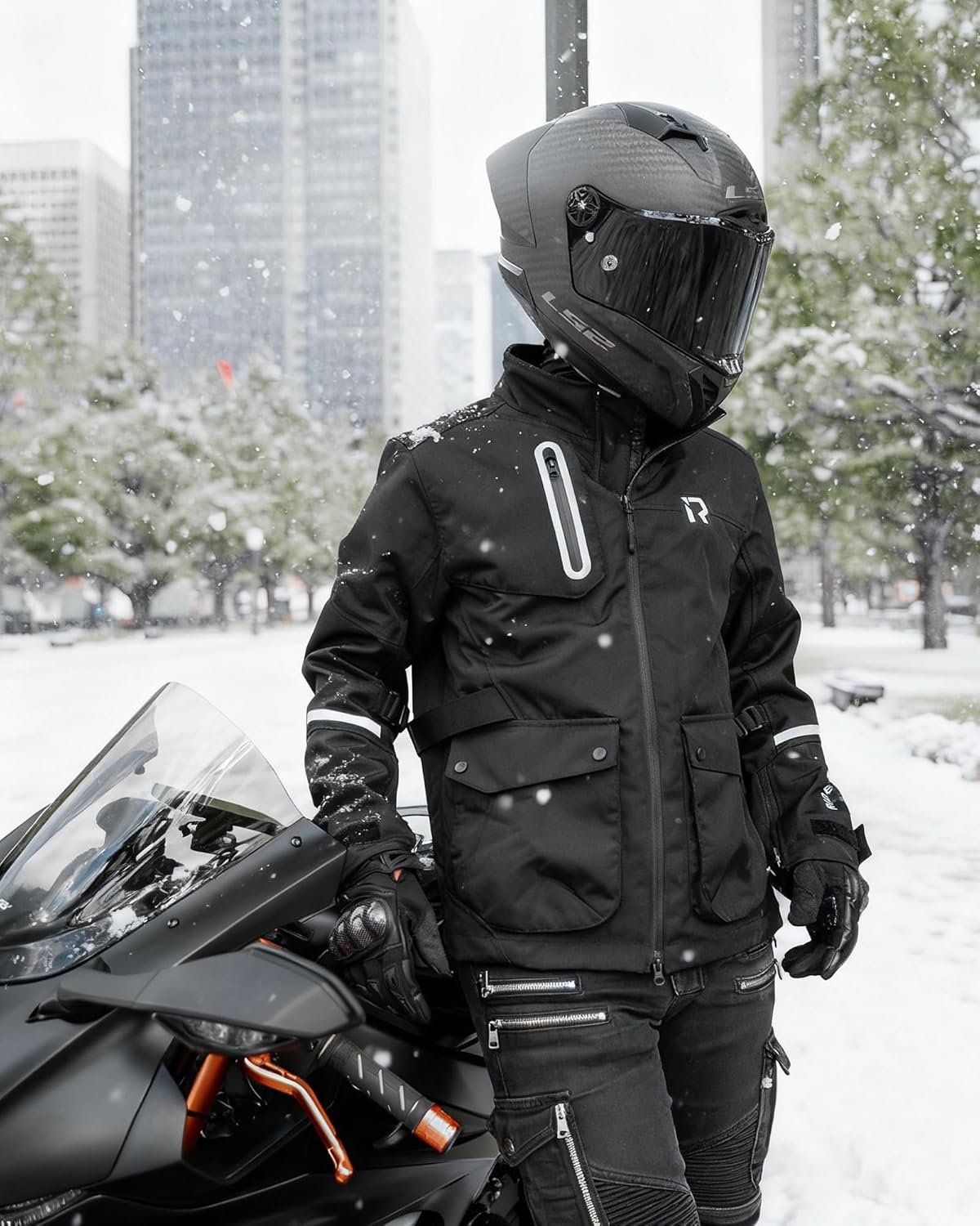 Thumbnail 6 de RIDEIRON Giacca moto uomo con protezioni CE, fodera rimovibile e strisce riflettenti