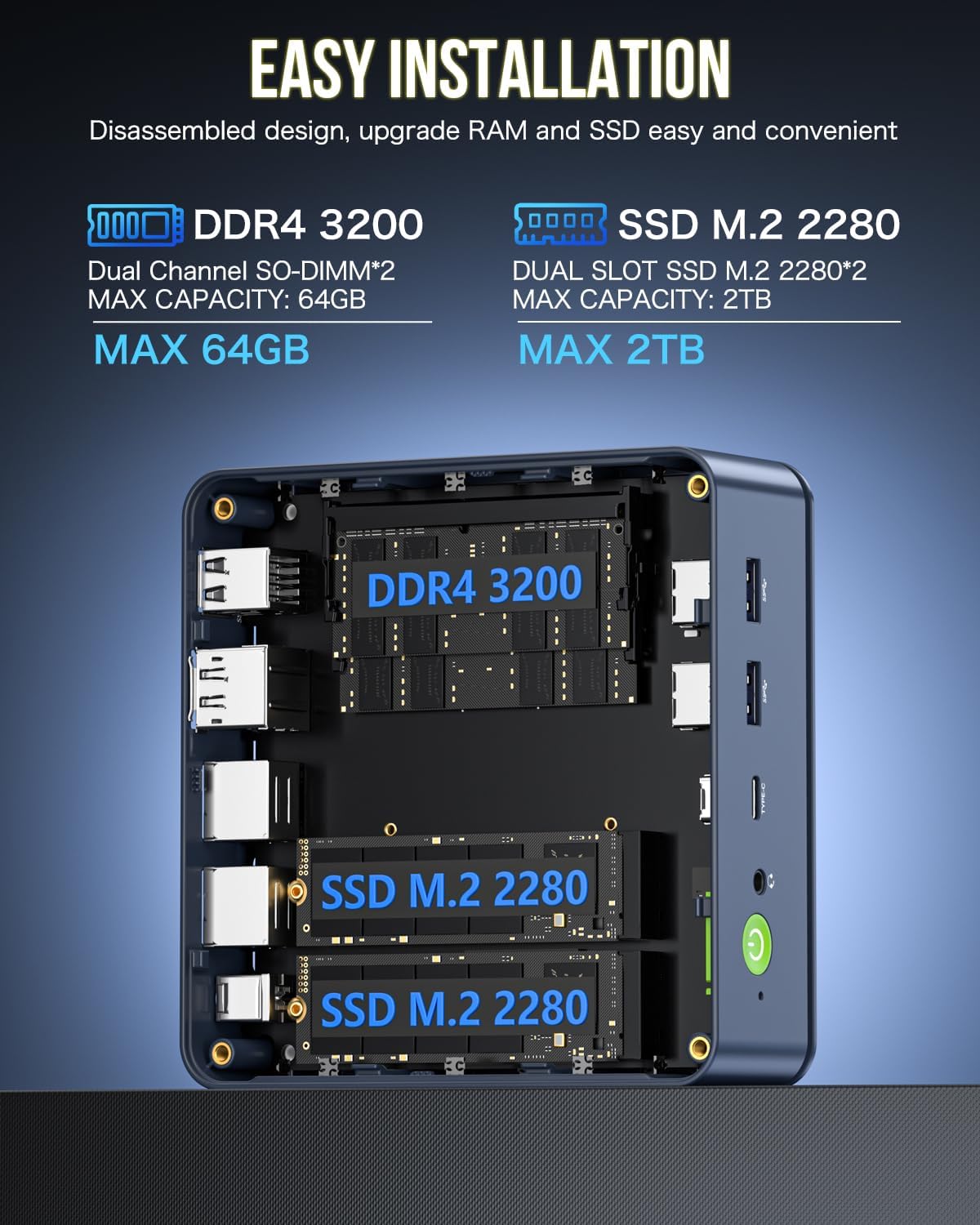 Detalle de GMKtec Nucbox M5 Ultra mini PC with AMD Ryzen 7 7730U, 32GB DDR4 and 1TB PCIe SSD (Windows 11 Pro)