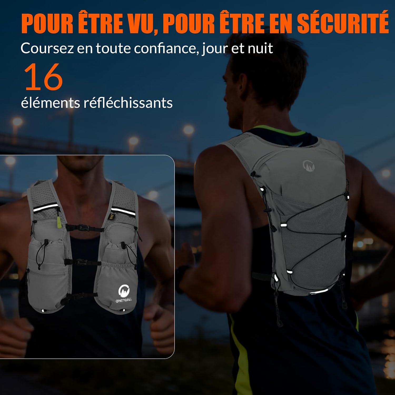 Thumbnail 4 de ONETOALL Gilet Hydratation Running Femme – Gilet d’hydratation 2L TPU + Flasque 500ml