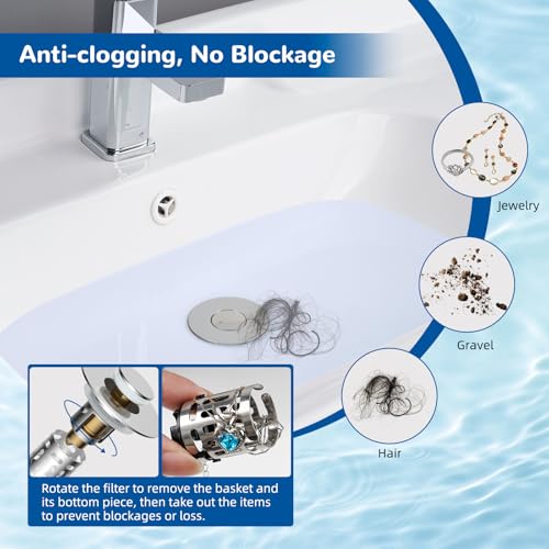 Thumbnail 1 de Hibbent Upgraded 3 in 1 Bathroom Sink Drain Strainer, Pop Up Stopper