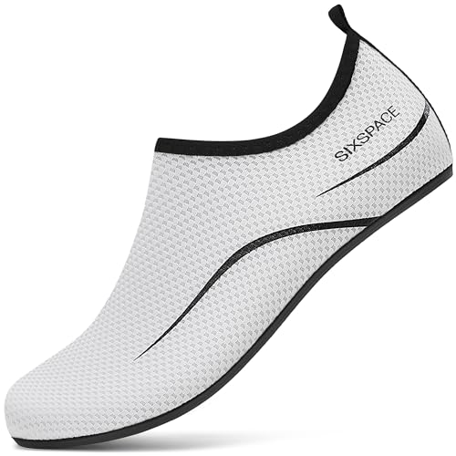 Detalle de Sixspace Badeschuhe Damen/Herren Wasserschuhe mit rutschfester Sohle – Weiß, EU 39