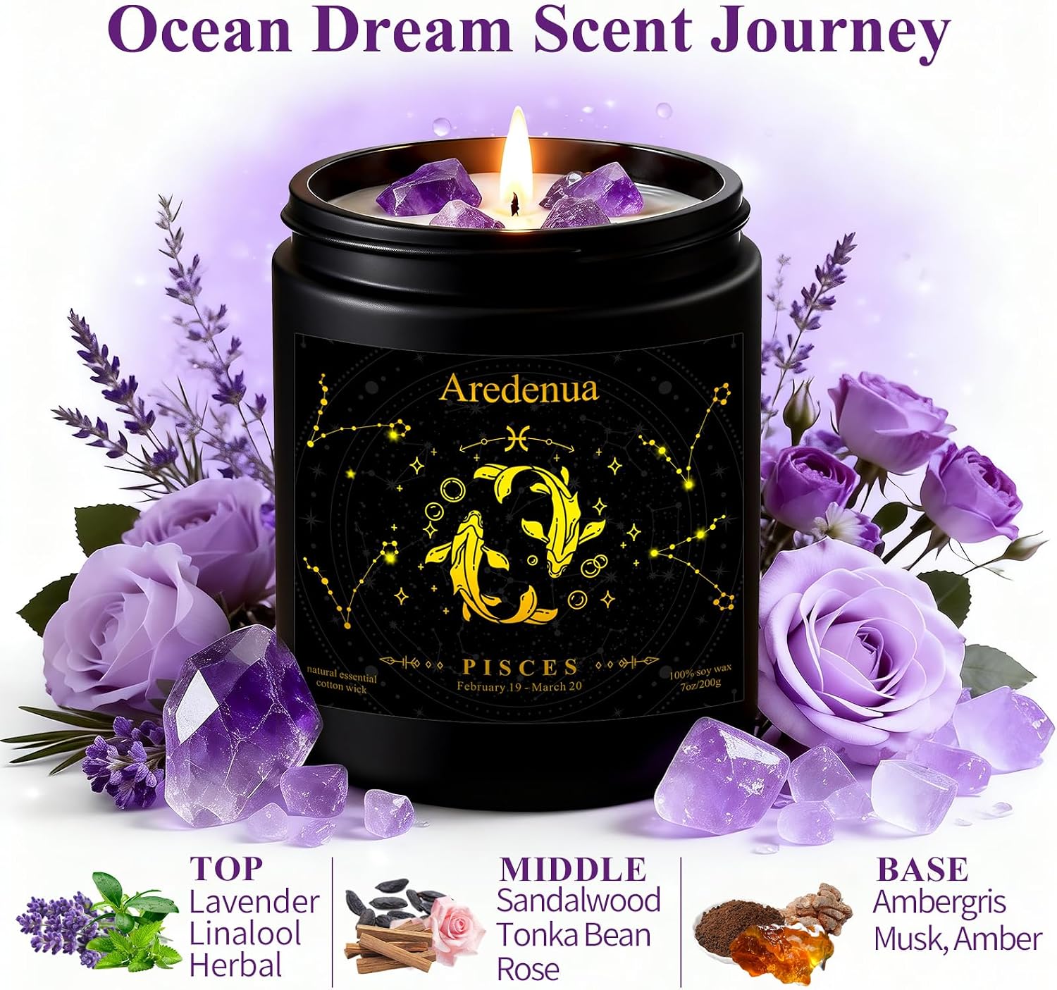 Thumbnail 3 de Pisces Zodiac Soy Candle, 7 oz