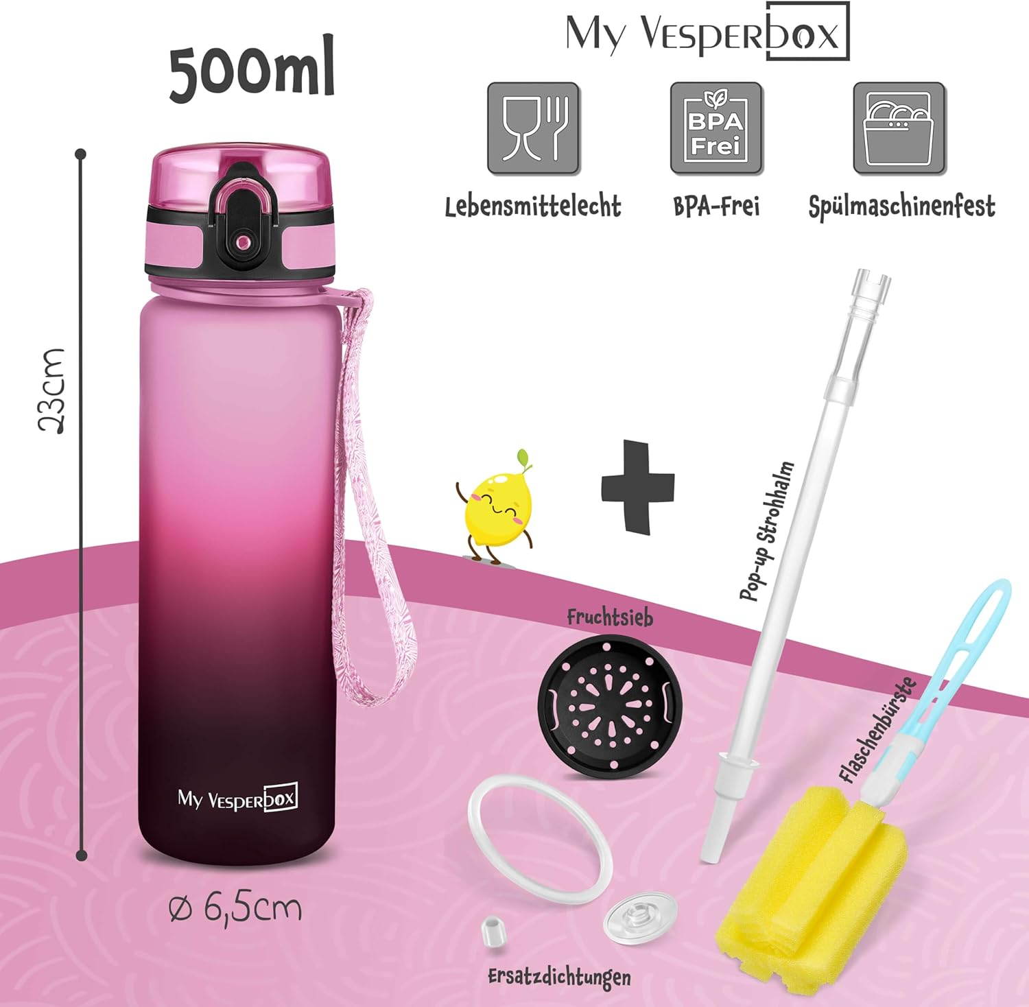 Thumbnail 1 de My Vesperbox Trinkflasche Kinder 500ML – auslaufsicher, spülmaschinenfest und mit Ersatzdichtung