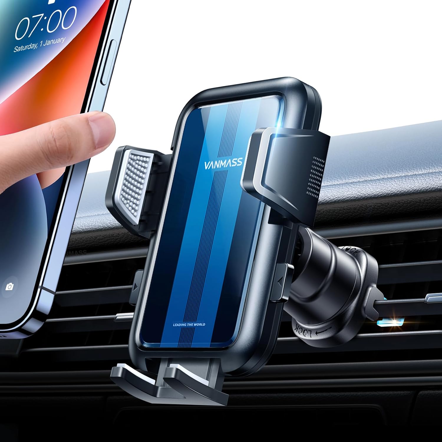 Detalle de VANMASS Handyhalterung Auto Lüftung – Militär-Klasse, 360° Drehsicherung, kompatibel mit iPhone 17 Pro Max bis Galaxy S25