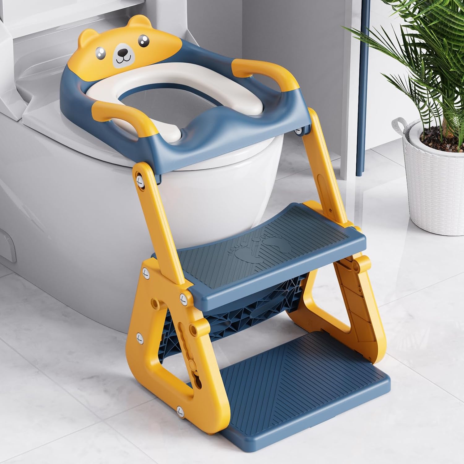 Detalle de Orzbow Toilettensitz für Kinder mit Leiter – stabiler WC-Reduktion mit Treppe, Spritzschutz & rutschfester Oberfläche