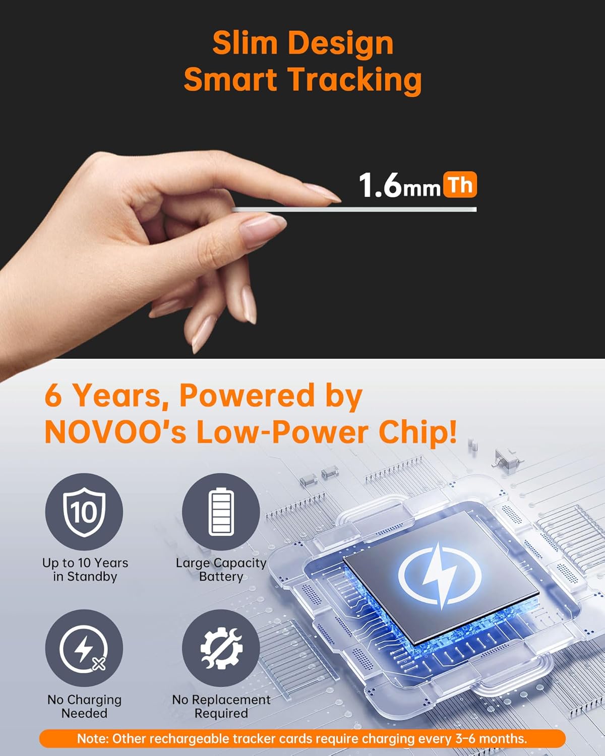 Thumbnail 6 de NOVOO SmartCard Wallet Tracker 2-Pack (Air Locator Tags) – Apple Find My compatible, IP68 waterproof, 6-year battery, black