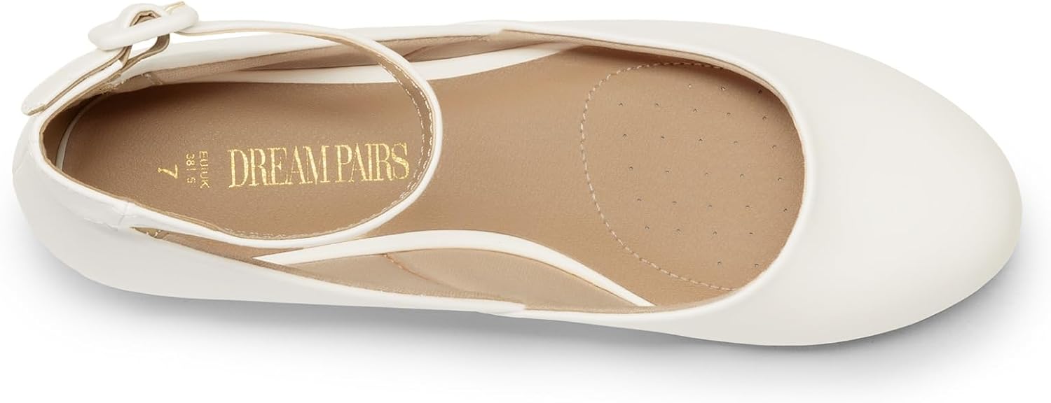 Thumbnail 3 de DREAM PAIRS Women’s Dress Flats Ballet Low Wedge Round Toe Ankle Strap