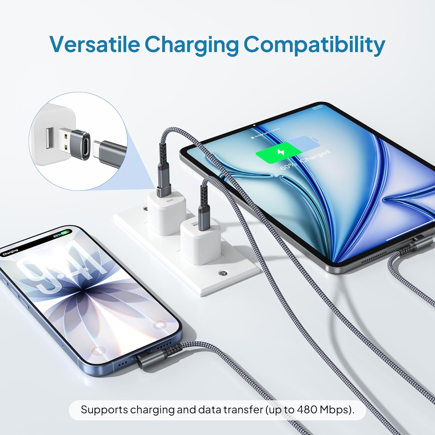 Thumbnail 4 de Elebase 90-Grad Ladekabel für iPhone 17 Pro – 2 m USB-C PD Schnellladekabel mit USB-Adapter
