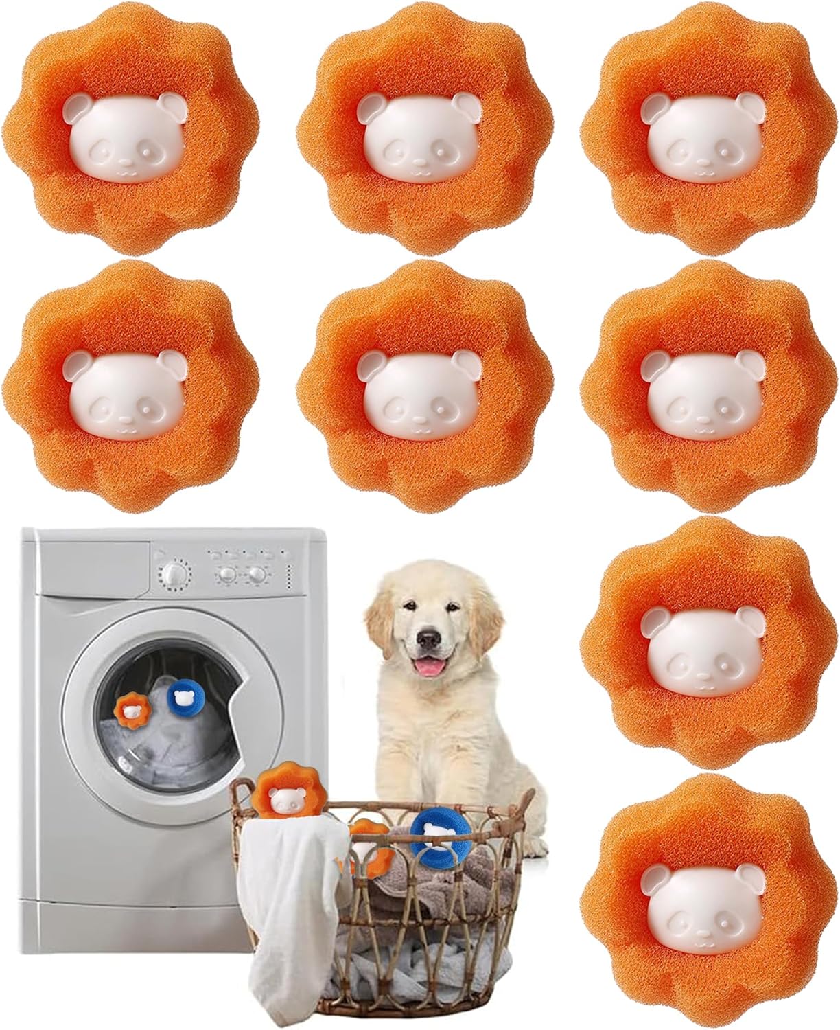 Anti Poil Machine à Laver – Boule réutilisable 8 pièces, attrape-poils pour éliminer les poils de chat et de chien