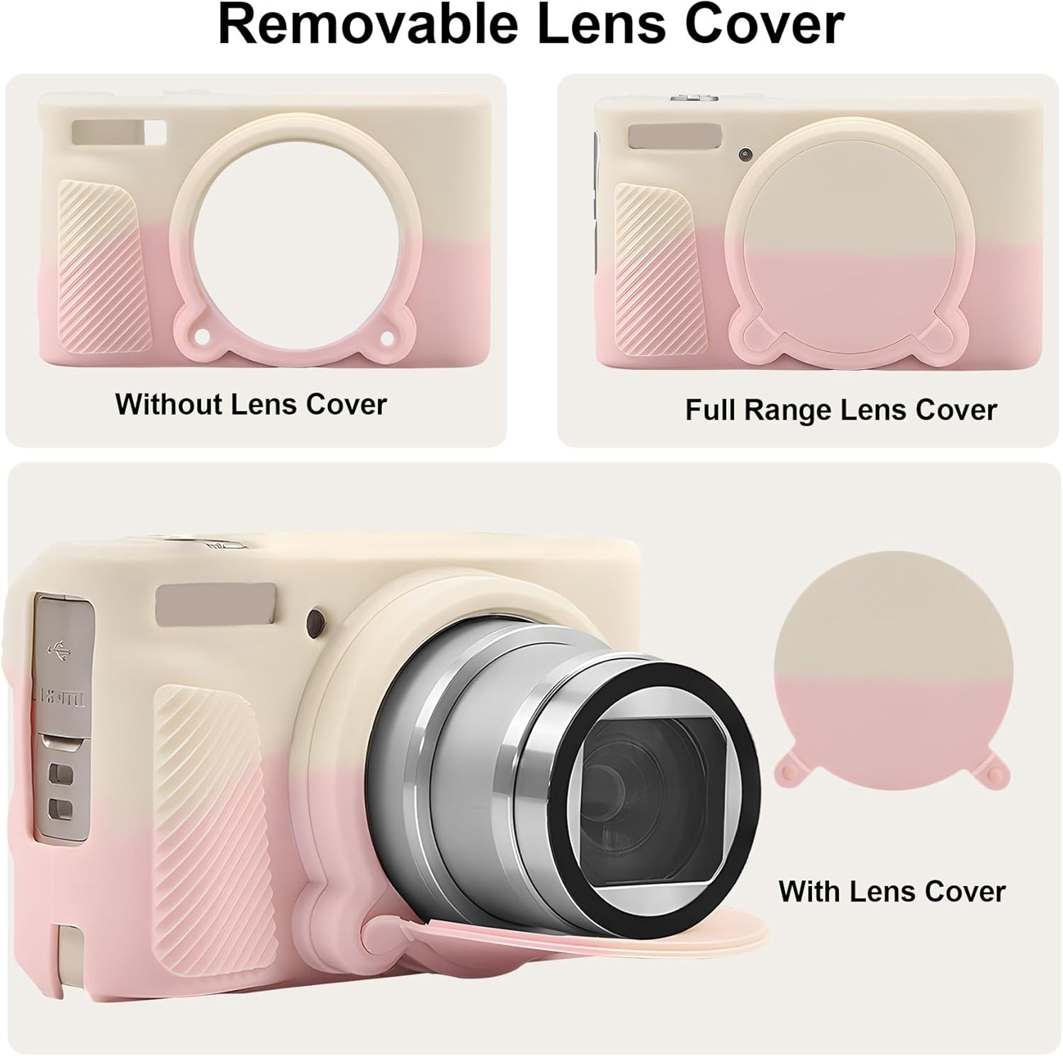 Thumbnail 3 de BOVKE Silicone Camera Case for Canon PowerShot SX740 / SX730 – Soft Rubber Sleeve with Removable Lens Cover (Mist White Pink)