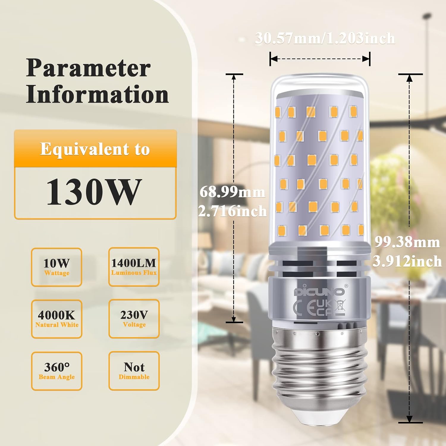 Detalle 2 de DiCUNO E27 LED Bulb 10W 1400LM