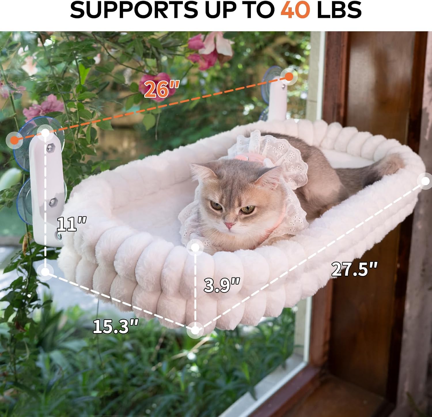 Detalle 2 de CHEERPALS B00802L Cloud Cat Window Perch, Large Reversible Washable Cushion
