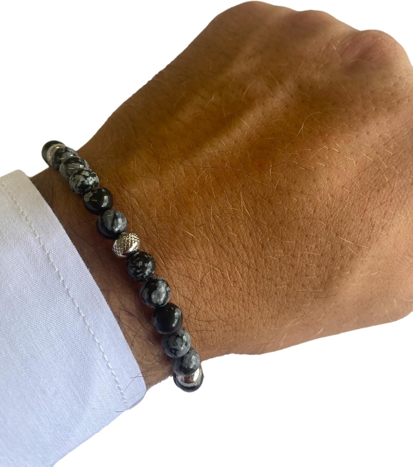 Thumbnail 5 de 10:10 Bracelet acier obsidienne 6 mm