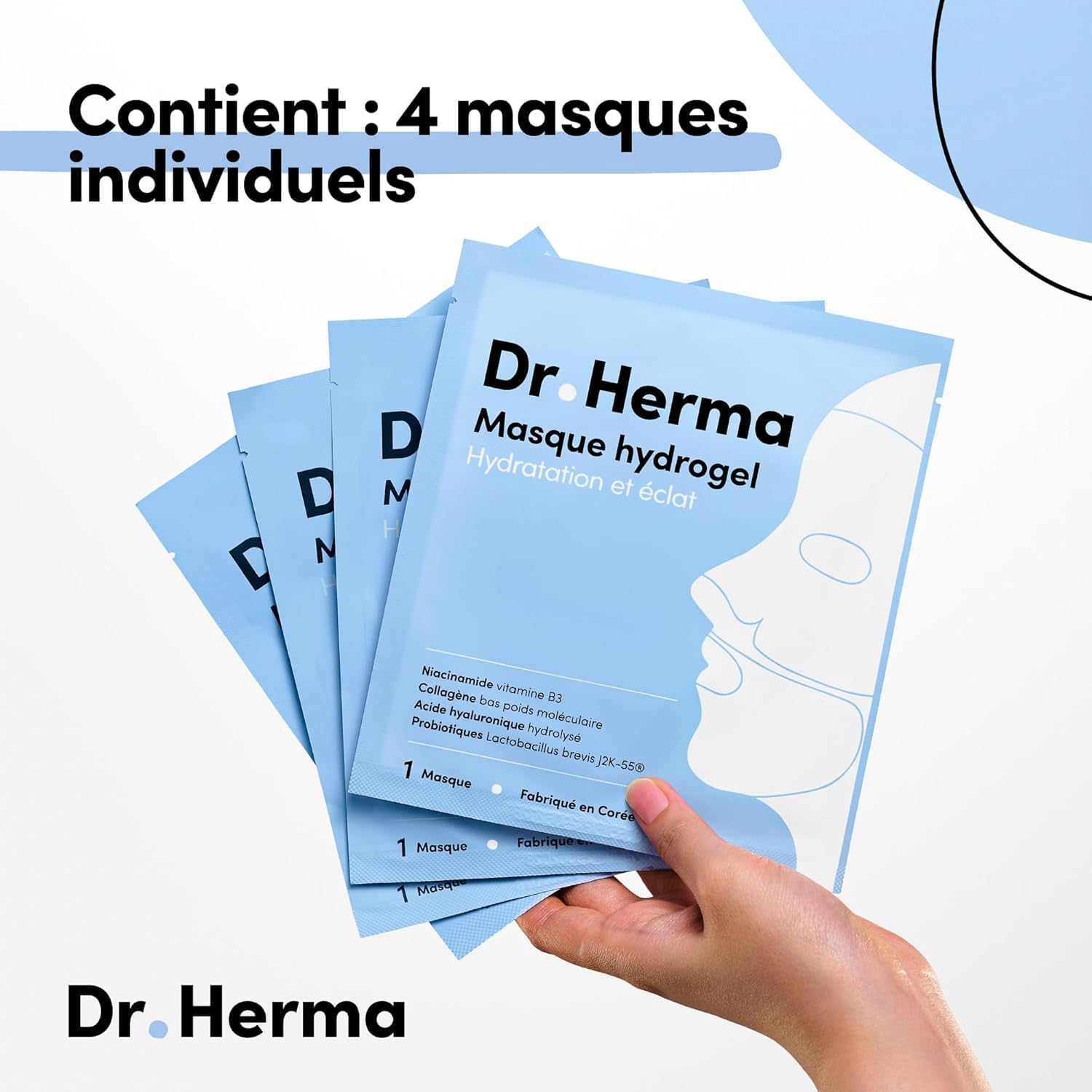 Detalle de Dr. Herma Masque Hydrogel Collagène & Acide Hyaluronique – masque visage K-beauty hydratation intense anti-âge