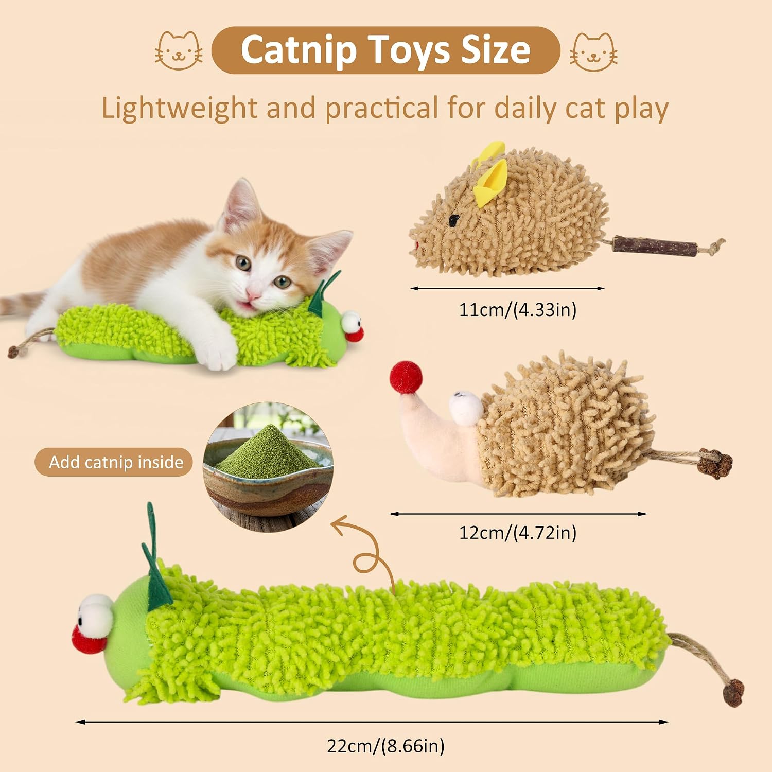 Detalle de Uyubao Catnip Toy 3 Pack Plush