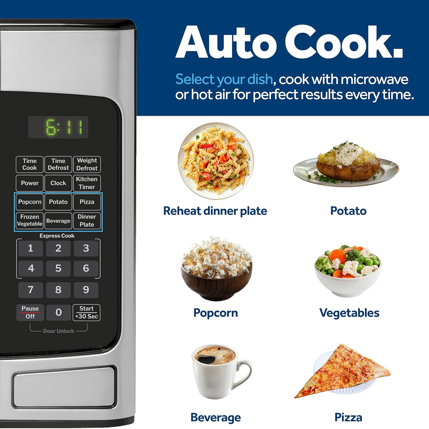 Thumbnail 5 de GE Compact Countertop Microwave Oven, 1.1 cu ft, 950W