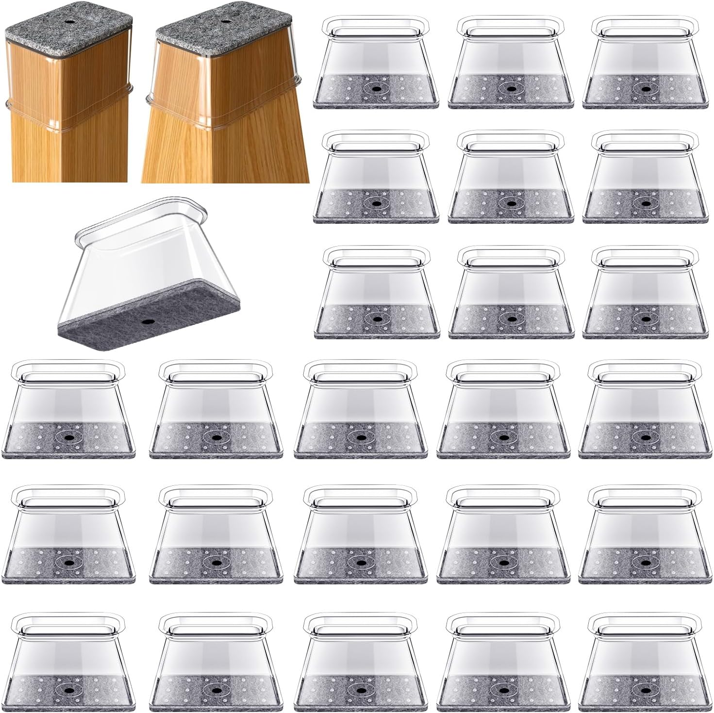 Detalle de OASMU chai Rectangular Chair Leg Protectors with Felt Pads, 32-Piece Set