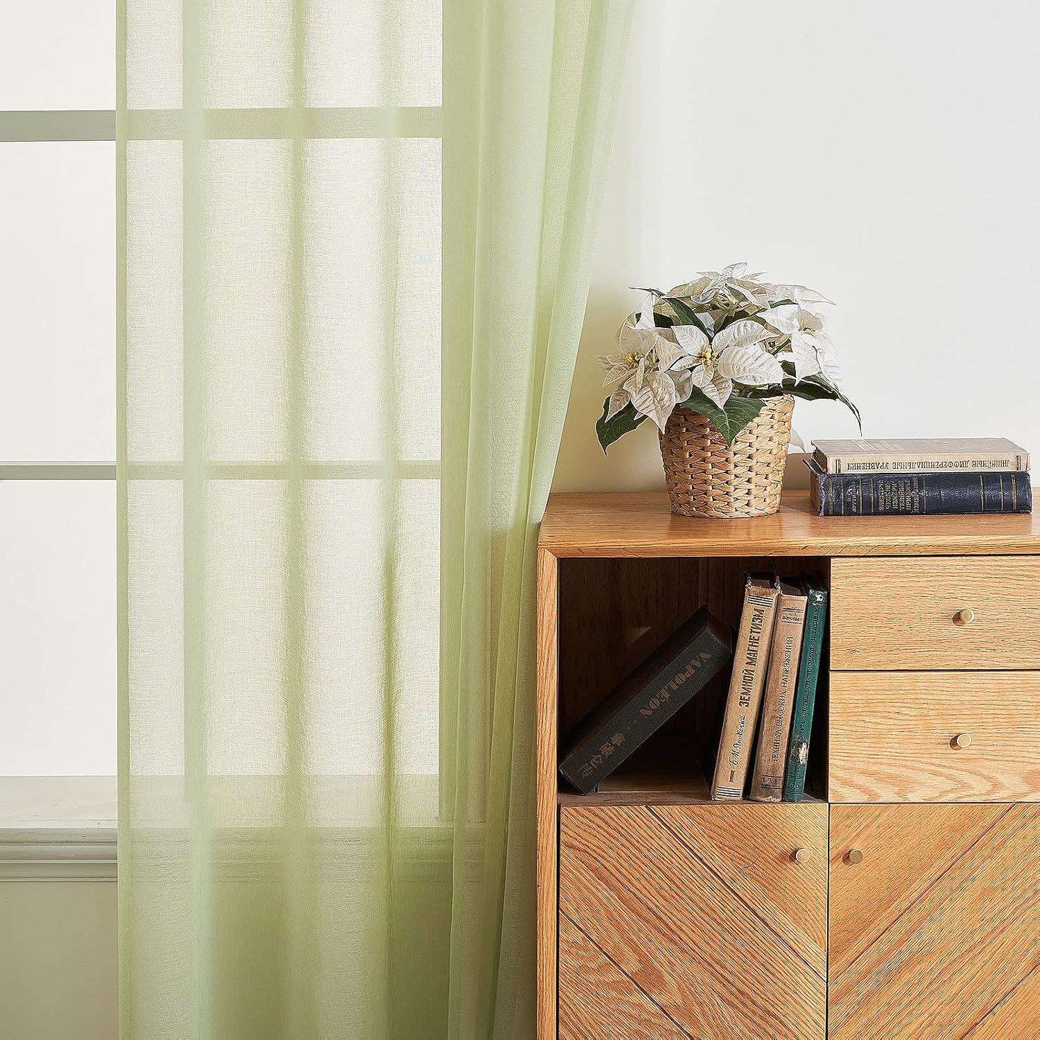 Detalle 2 de Rideaux voile transparents 140x225 Vert