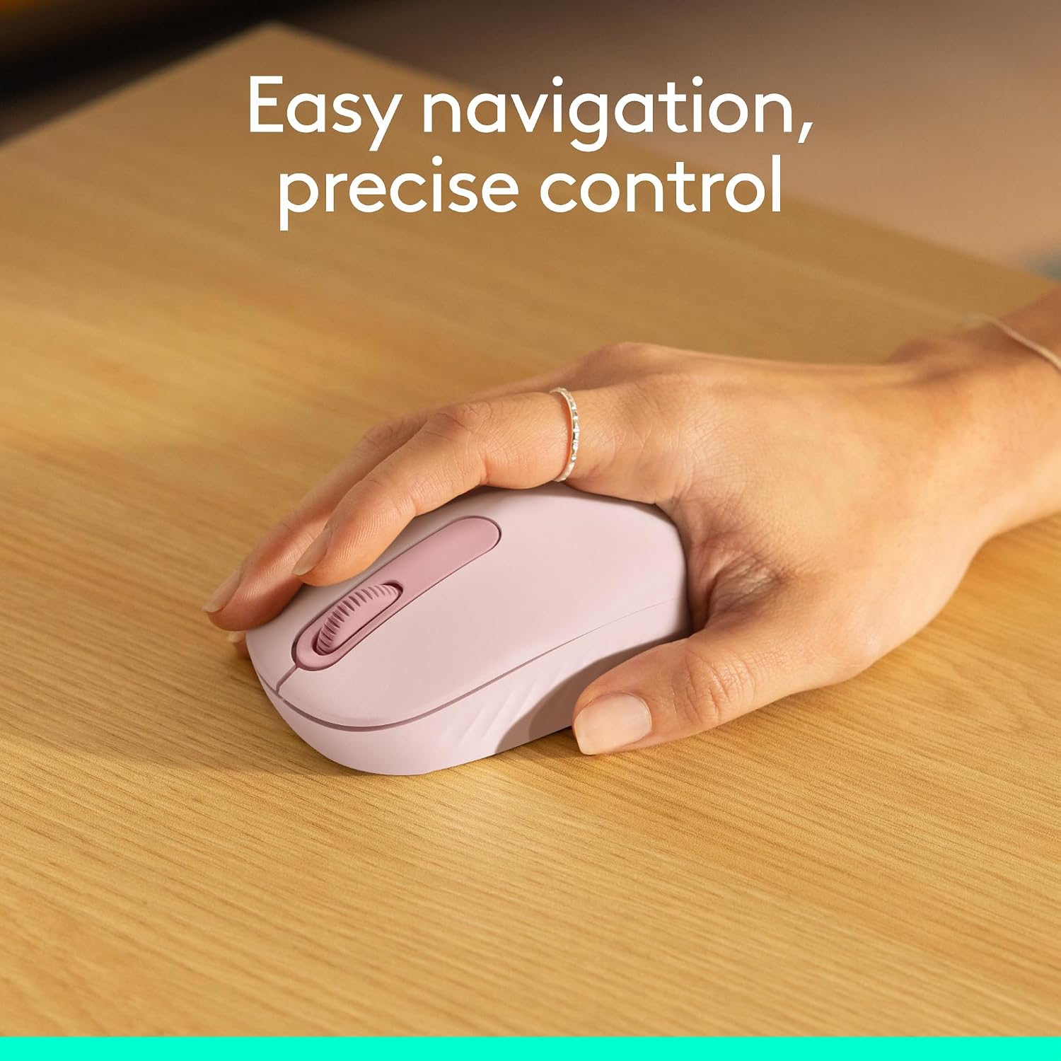 Detalle 1 de Logitech M196 Compact Bluetooth Mouse, Rose, Ambidextrous Design