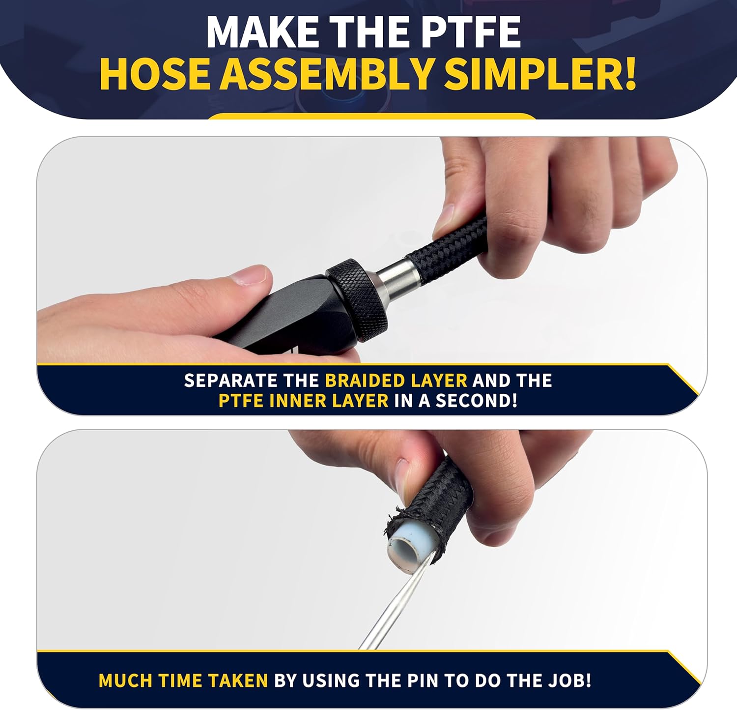 Detalle de AOOOSEDOO PTFE Hose Assembly Tool with Double-Ended AN Fittings Wrench (6AN-8AN) and Reaming Kit