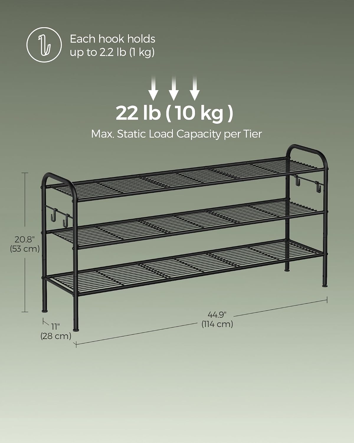 Thumbnail 2 de SONGMICS Davian Collection LMR131B01 3-Tier Adjustable Metal Shoe Rack, Matte Black