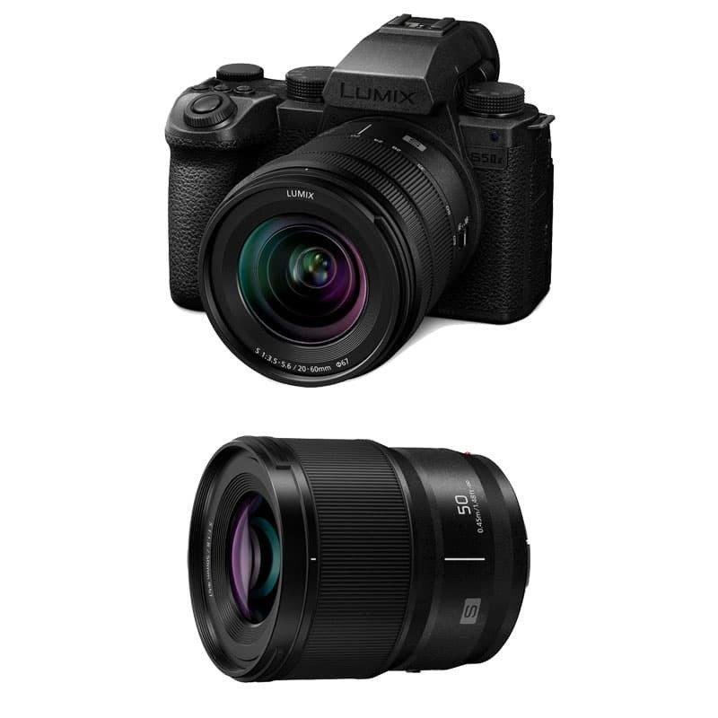 Detalle de Panasonic Lumix S5IIX: cámara mirrorless full-frame de 24,2 MP con versatilidad profesional y dos objetivos 20-60mm y 50mm f1.8