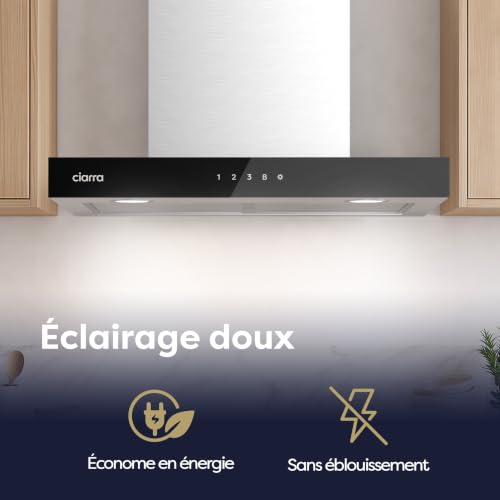 Thumbnail 12 de CIARRA Hotte Aspirante Murale 60 cm CBCS6102 – Classe A+++, 706 m³/h