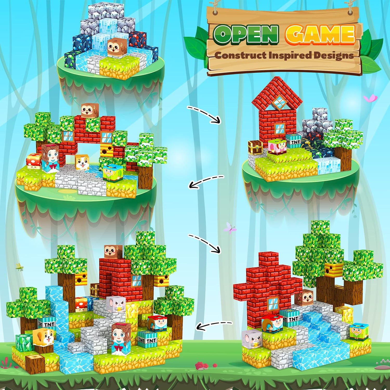 Detalle de ORZbb 150PCS Magnetic Blocks set for kids 🧩