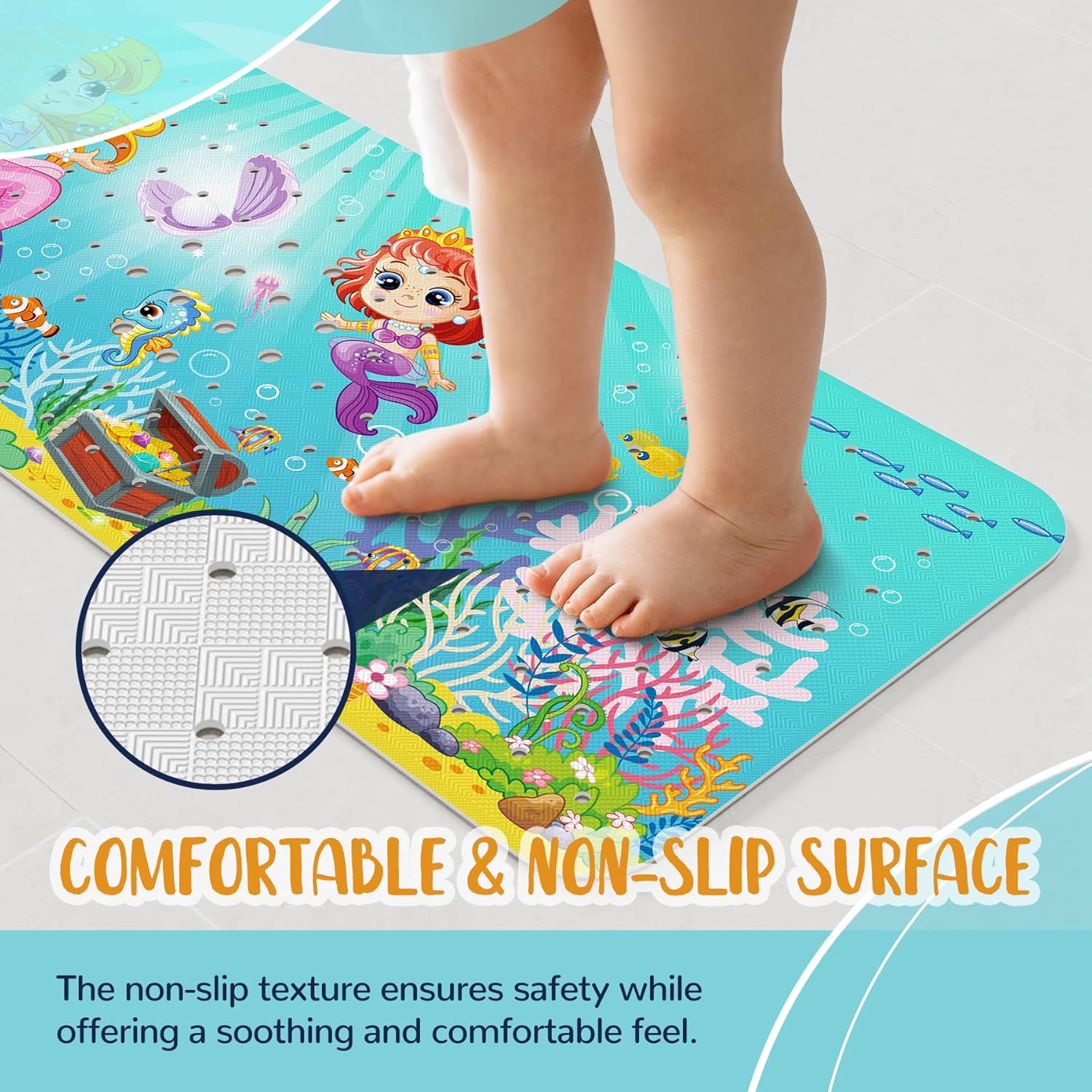 Thumbnail 3 de NiBaby Mermaid Non-Slip Bath Mat (102x41cm) with Suction Cups