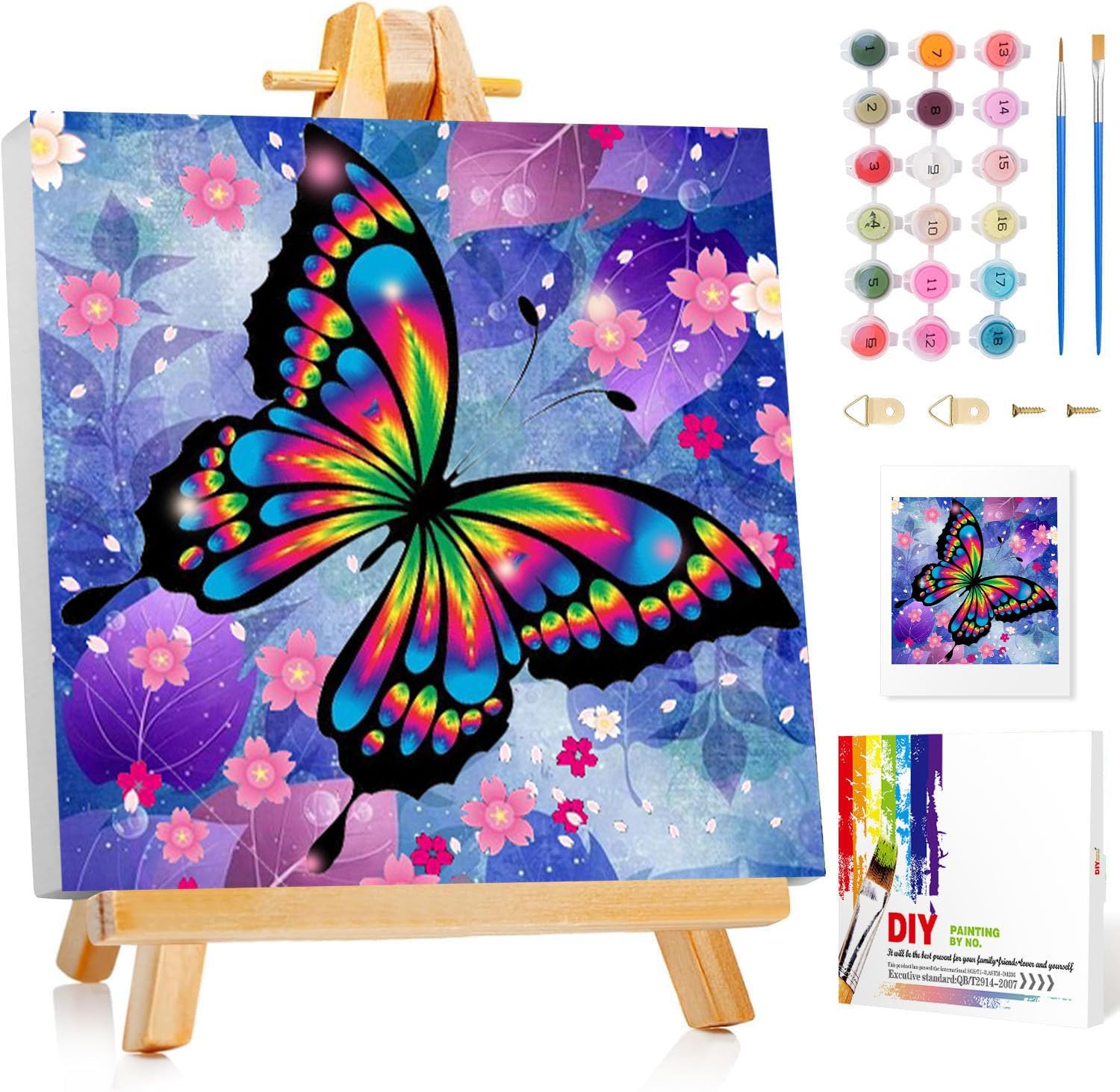 Gemartmall Malen nach Zahlen 20x20 cm Schmetterling