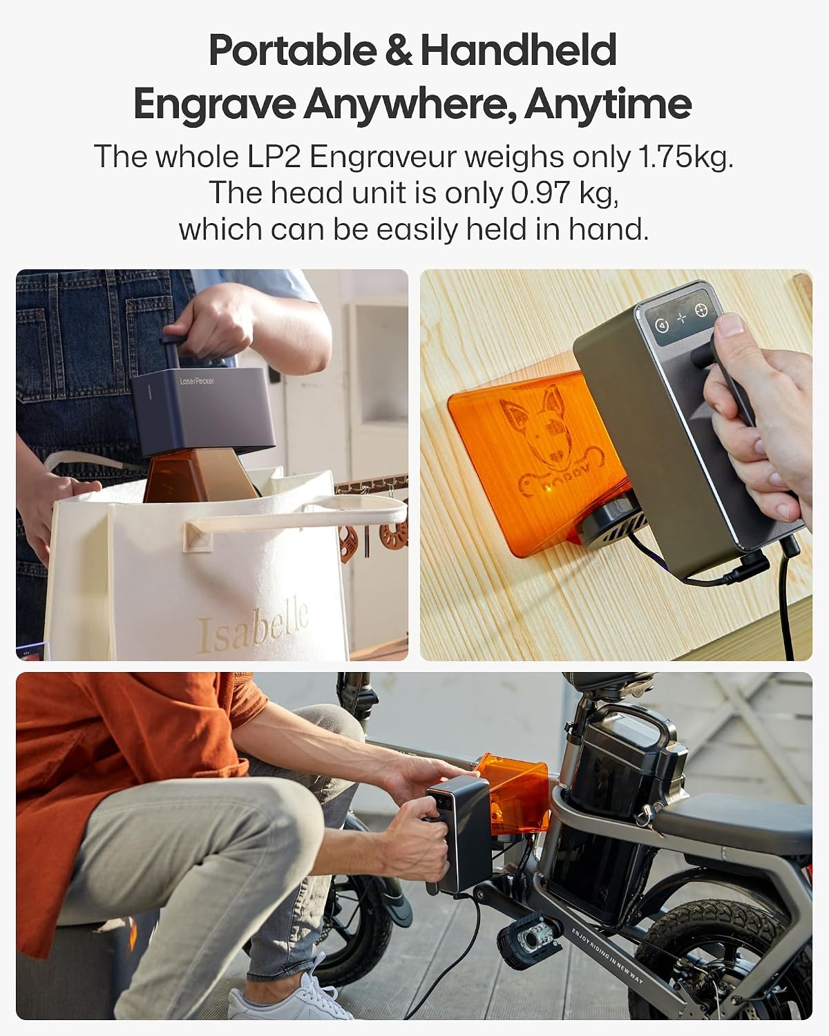 Thumbnail 1 de LaserPecker LP2 L2-KDR88 Laser Engraver with Rotary Roller, Handheld Design