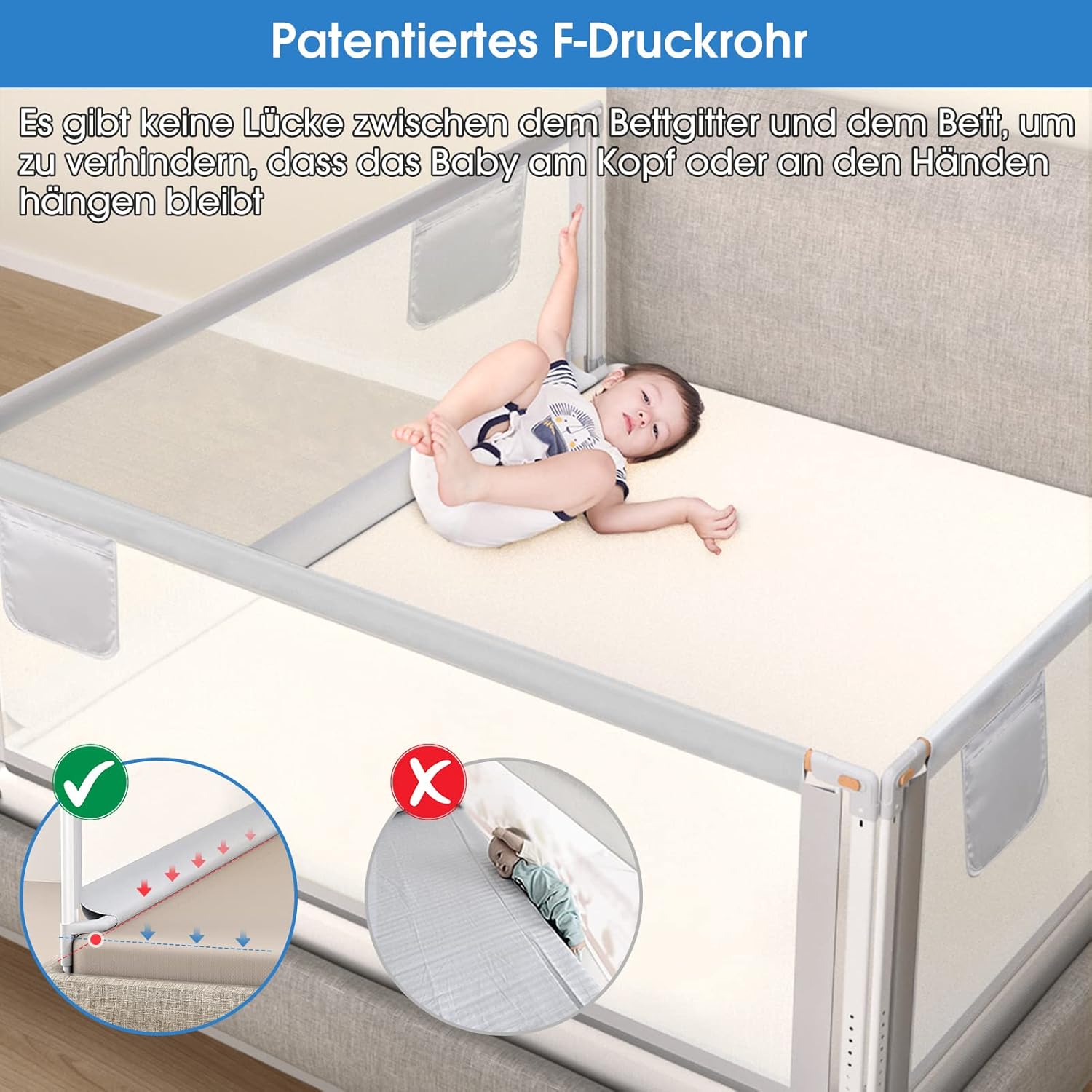 Thumbnail 4 de YIKANWEN Bettgitter 200 cm – ausziehbares Bettschutzgitter für Kinderbetten und Massivholzbett