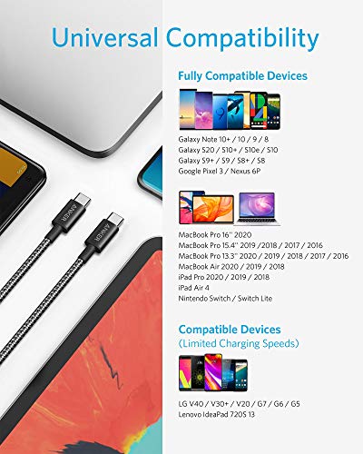 Detalle de Anker USB C to USB C Cable (100W, 10 ft, Nylon) — 1-Pack