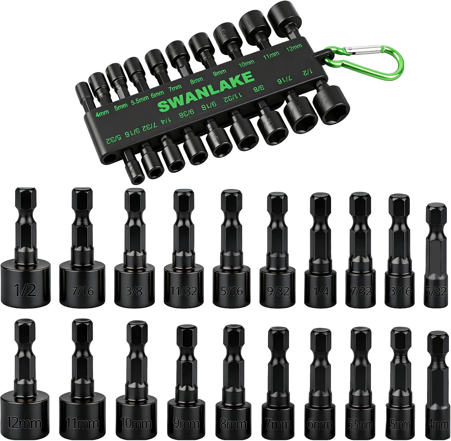 Detalle de SWANLAKE Impact Nut Driver Set, 20-Piece