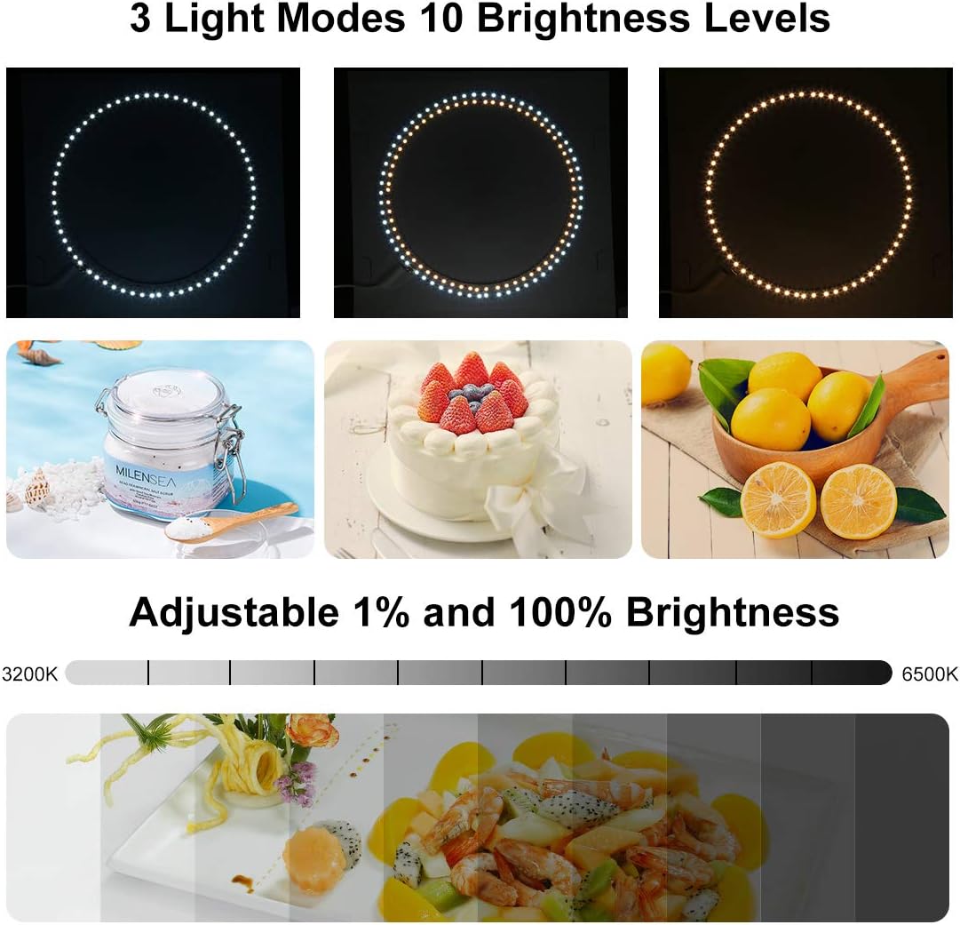 Detalle de PULUZ Fotostudio Ringlicht Lichtzelt Set mit 128 LED