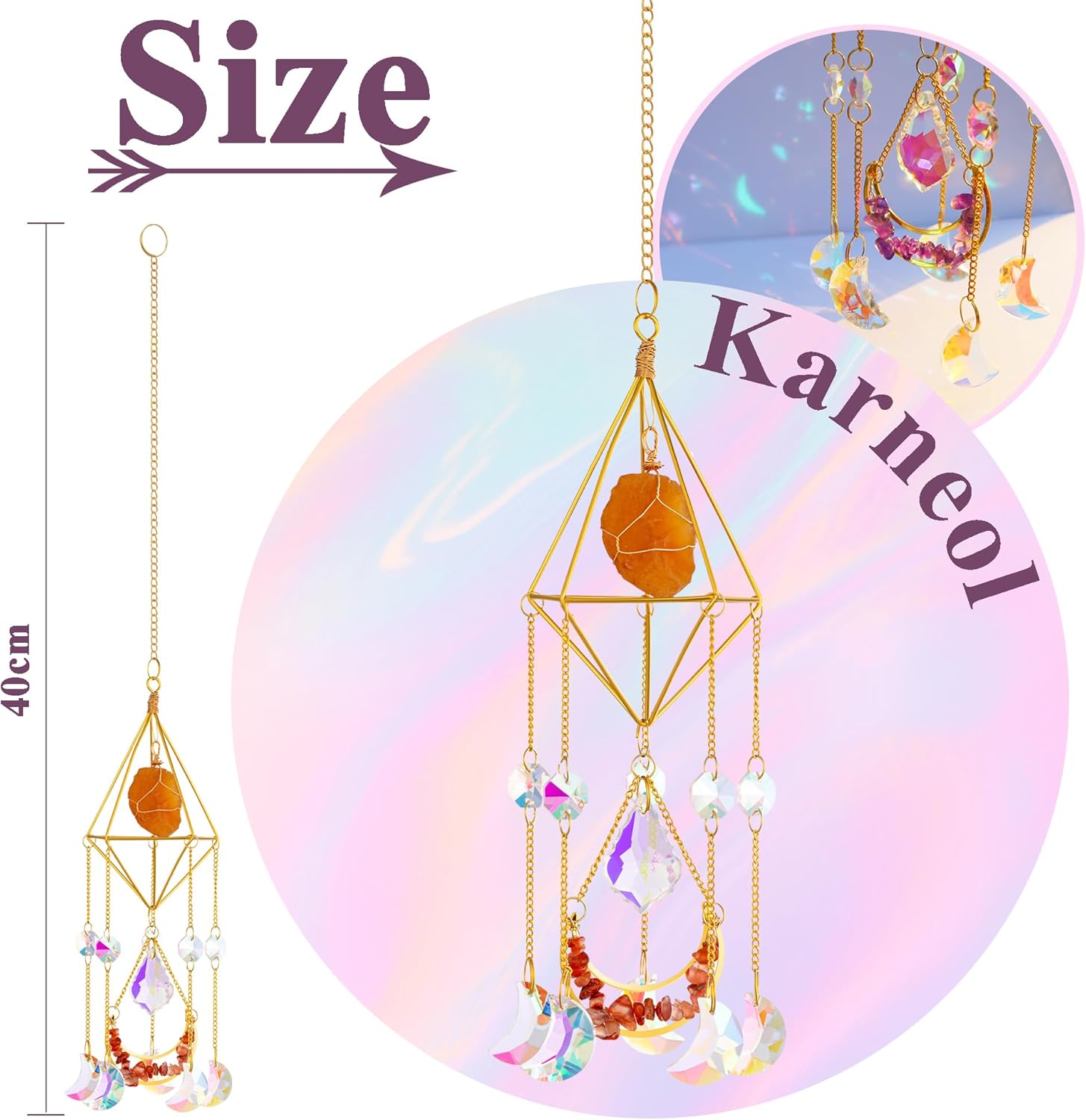 Thumbnail 6 de AWARDSEN Garden Sun Catchers Carnelian Natural Rainbow Prism
