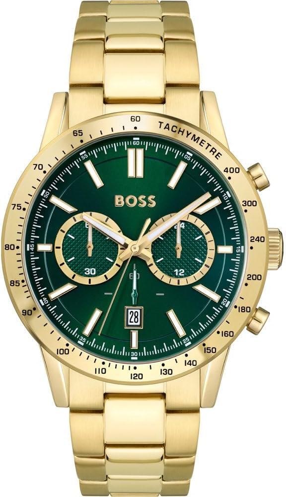 Detalle de BOSS Chronograph Quarz Uhr für Herren – Allure Kollektion mit Goldfarbenem Edelstahlarmband (1513923)