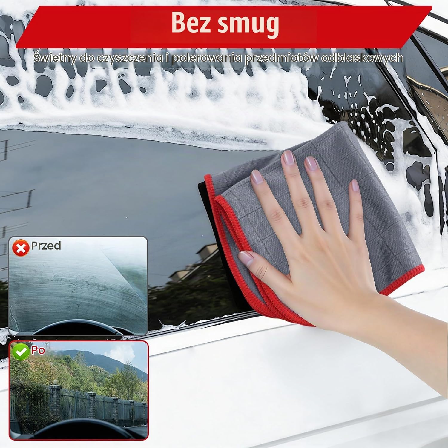 Thumbnail 5 de lompyeu QJB8PC – ściereczki do szyb z mikrofibry z włóknem węglowym, 30 × 30 cm