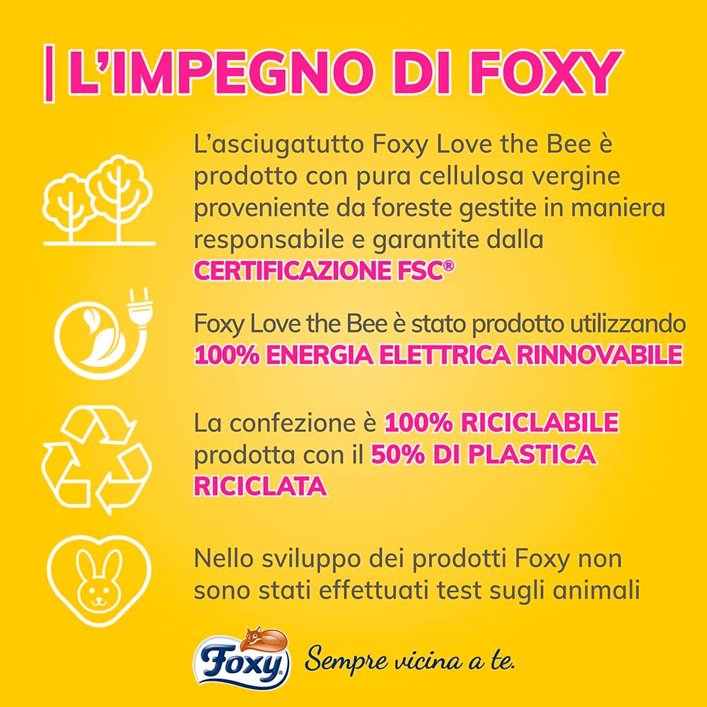 Thumbnail 5 de Foxy Love the Bee - Asciugatutto 28 rotoli 2 veli Plus+ | FSC, 60 strappi/rotolo