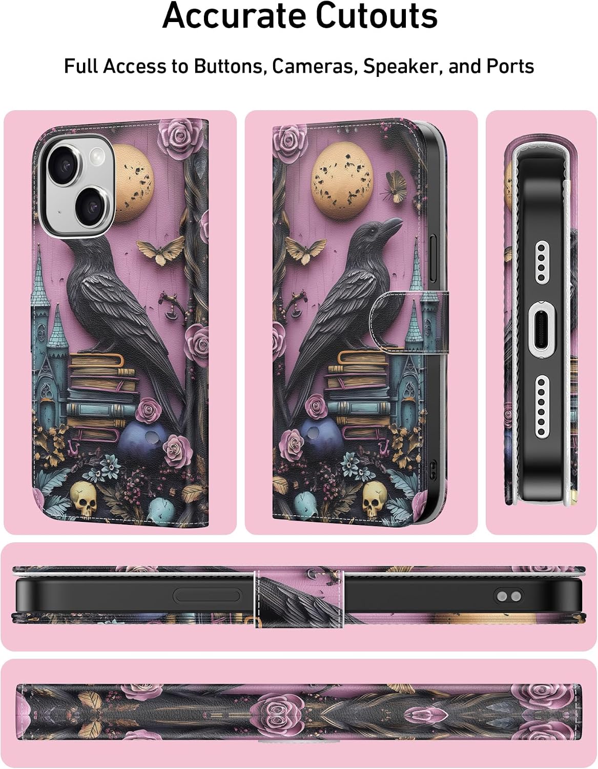 Thumbnail 3 de DEENAKIN iPhone 15 Wallet Case with Faux Leather, RFID Blocking and Kickstand